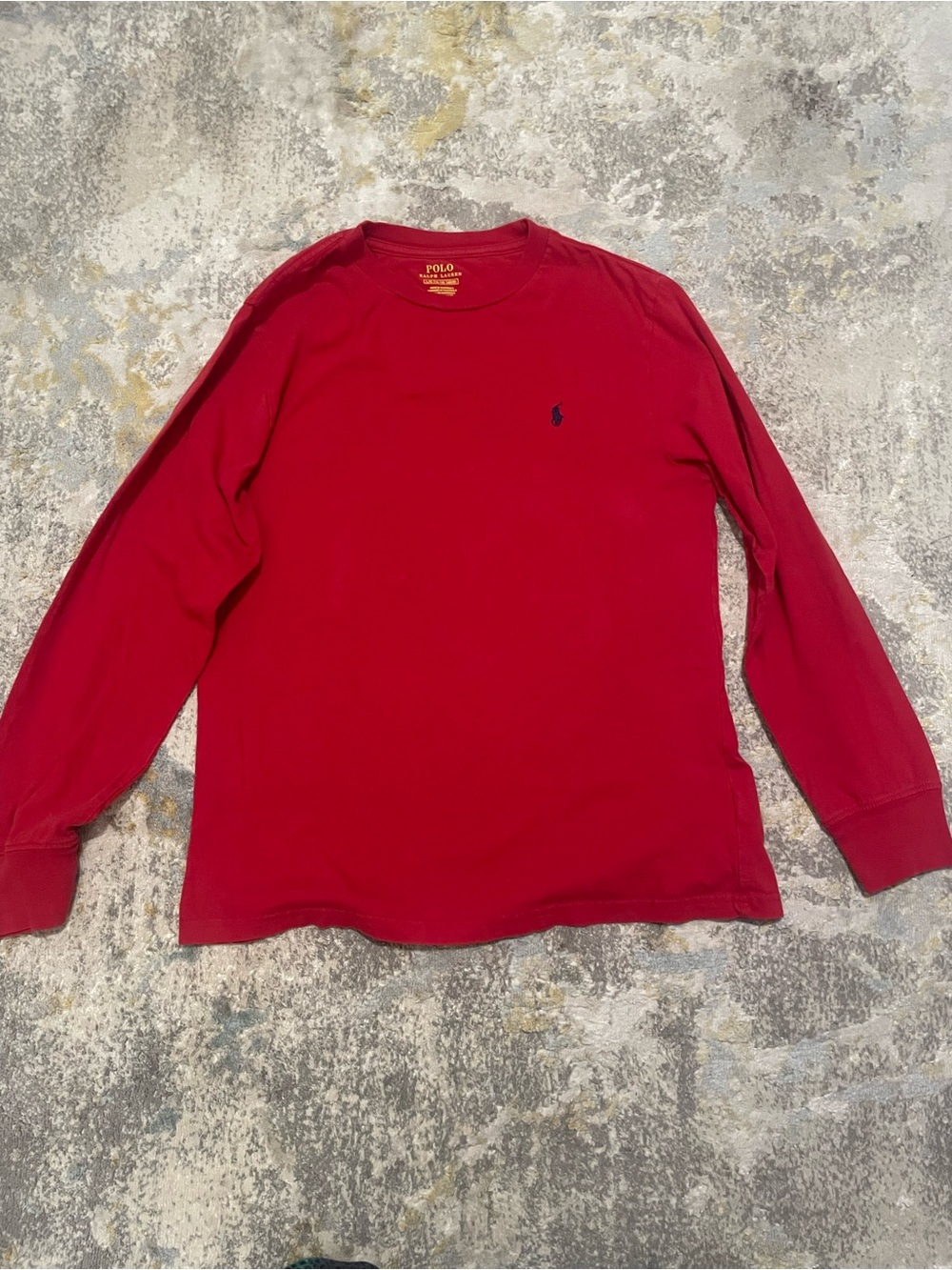Polo by Ralph Lauren Red Long-Sleeve Crewneck Tee with Navy Pony